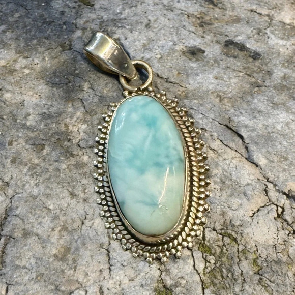 Authentic Larimar Sterling Silver Pendant - Picture 4 of 8